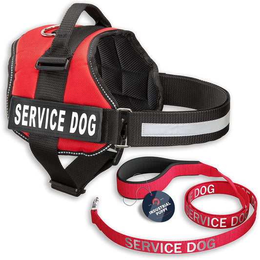 Service Dog Vest with Hook and Loop Straps & Matching Service Dog Leash Set - Harnesses from XXS to XXL - Service Dog Harness Features Reflective Patch and Comfortable Mesh Design