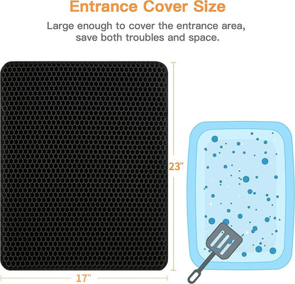 Conlun Cat Litter Mat Cat Litter Trapping Mat, Honeycomb Double Layer Design, Urine and Water Proof Material, Scatter Control, Less Waste，Easier to Clean,Washable