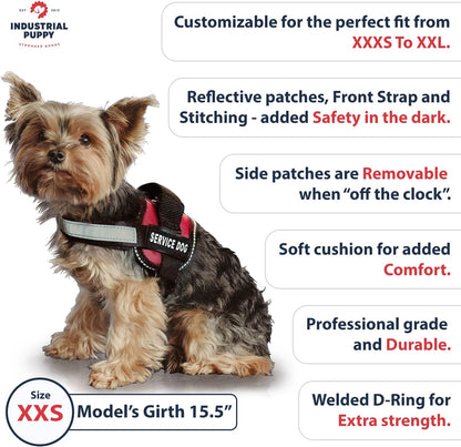 Service Dog Vest with Hook and Loop Straps & Matching Service Dog Leash Set - Harnesses from XXS to XXL - Service Dog Harness Features Reflective Patch and Comfortable Mesh Design (Pink, XXS)