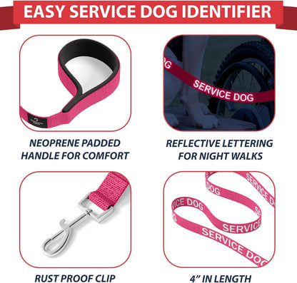 Service Dog Vest with Hook and Loop Straps & Matching Service Dog Leash Set - Harnesses from XXS to XXL - Service Dog Harness Features Reflective Patch and Comfortable Mesh Design (Pink, XXS)