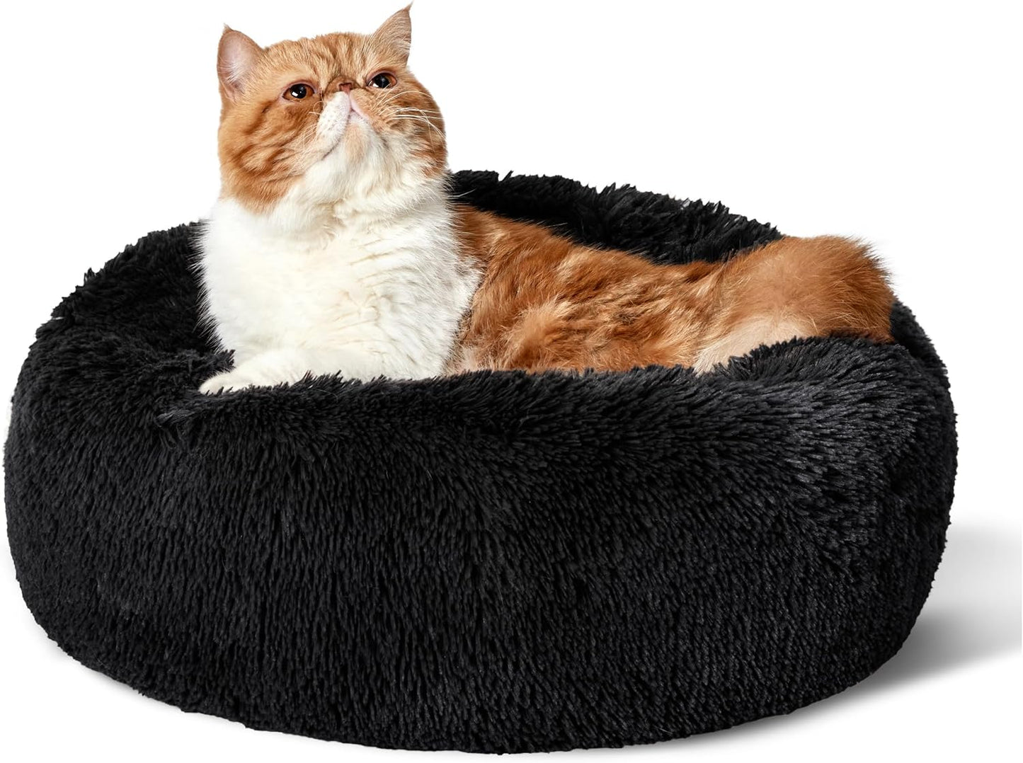 Calming Dog Beds for Small Medium Large Dogs - round Donut Washable Dog Bed, Anti-Slip Faux Fur Fluffy Donut Cuddler Anxiety Cat Bed, Fits up to 15-100 Lbs